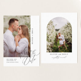 モダンなカリグラフィー アーチ写真のSave the Date 招待状