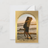 モダンなカリグラフィー ウェディング 写真 ゴールド箔 ノートカード (正面)