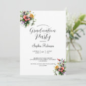 モダンなカリグラフィー エレガントな花の卒業パーティー 招待状 (スタンド正面)