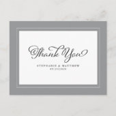モダンなカリグラフィー グレー おしゃれ 結婚式 お礼 ポストカード (正面)
