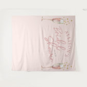 モダンなカリグラフィー シャンパンフルートの背景 タペストリー (正面(横))