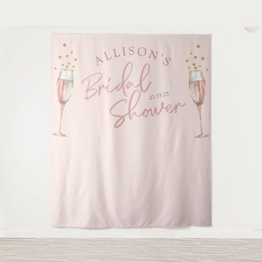 モダンなカリグラフィー シャンパンフルートの背景 タペストリー (正面)