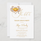 モダンなカリグラフィー スクリプト 卒業 彼女はやり遂げた 招待状 (正面)