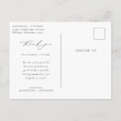 モダンなカリグラフィー スクリプト 結婚式の写真 お礼 ポストカード (裏面)