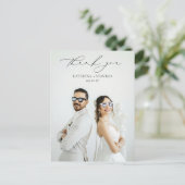 モダンなカリグラフィー スクリプト 結婚式の写真 お礼 ポストカード (スタンド正面)