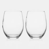 モダンなカリグラフィー ハブス＆ワイフ カップルギフト ステムなしワイングラス (左)