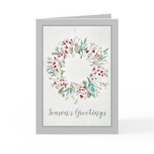 モダンなカントリー ホリー パイン クリスマスリース