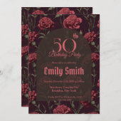 モダンなカーネーションにインスパイアされた90歳の誕生日 招待状 (正面/裏面)