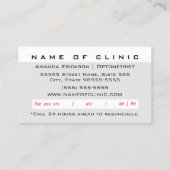 モダンなガラス製の義眼の検査のアポイントメントのメモ 予約カード (裏面)