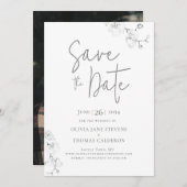 モダンなガーデンオーキッドのウェディングフォトセーブザデート 招待状 (正面/裏面)