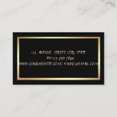 モダンなガーリーなエレガントフレーム、ゴールドグリッターラッシュ 名刺 (裏面)