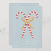 モダンなキャンディーケーンのクリスマス ホリデー カード (正面/裏面)