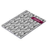 モダンなキュートな黒と白のヒッピーダイシーフラワーパターン ノートブック (左側)