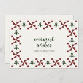 モダンなキルトのクリスマスツリー ホリデー 非写真カード 招待状 (正面/裏面)