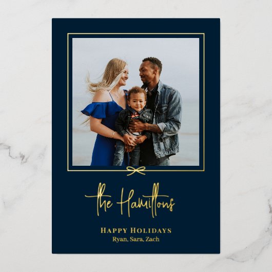 モダンなギフト用ホイル ホリデー カード クリスマス カード (正面)