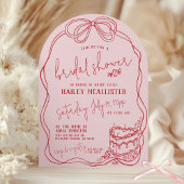 モダンなクィルキー ハンドドローンボウ ピンク ブライダルシャワー 招待状