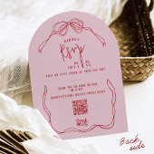 モダンなクィルキー ハンドドローンボウ ピンク ブライダルシャワー 招待状