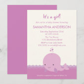 モダンなクジラのベビーシャワーの招待状-女の子 招待状 (正面/裏面)