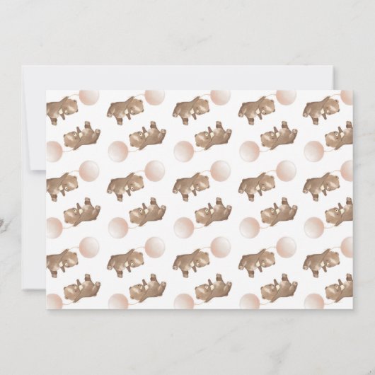 モダンなクマの風船の誕生日写真ありがとうカード サンキューカード (裏面)