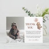 モダンなクマの風船の誕生日写真の感謝カード サンキューカード (スタンド正面)