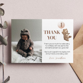 モダンなクマの風船の誕生日写真の感謝カード サンキューカード