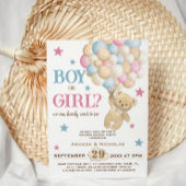 モダンなクマの風船 お披露目パーティー 男の子？女の子？ 招待状