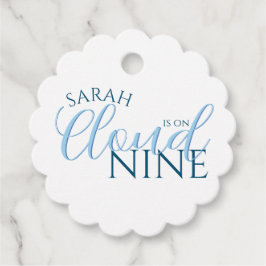 モダンなクラウド9のシンプルなタイポグラフィーのブライダルシャワー フェイバータグ