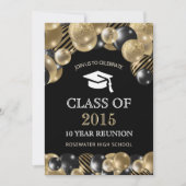 モダンなクラス会 黒と金 招待状 (正面)