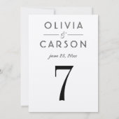 モダンなクラフトとブラックの結婚式テーブルナンバー 招待状 (裏面)