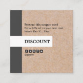 モダンなクラフトのストライプなアクセントの正方形の広告宣伝の割引 スクエア名刺 (正面)