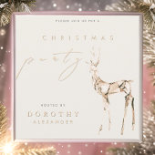 モダンなクリスタル鹿のニュートラルなクリスマスパーティー 招待状