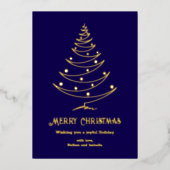 モダンなクリスマスおめでとう ネイビーブルー ゴールド 箔シーズンカード (正面)