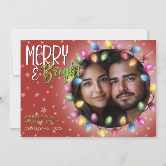 モダンなクリスマスのイルミネーション 赤 シーズンカード (正面)