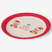 モダンなクリスマスのエルフ　赤とアイボリー ペーパープレート (アングル)