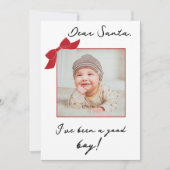 モダンなクリスマスのカスタム赤ちゃん写真入り Dear Santa カード (正面)