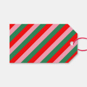 モダンなクリスマスのキャンディストライプ ギフトタグ (正面(横))