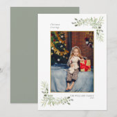 モダンなクリスマスのゴールド幾何学グリーンインテリアフォト シーズンカード (正面/裏面)