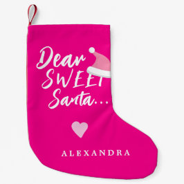モダンなクリスマスのサンタさんへのお手紙にお名前をピンクで スモールクリスマスストッキング