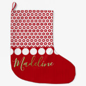 モダンなクリスマスのストッキングのレトロの雪片 ラージクリスマスストッキング (正面)