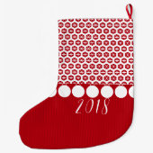 モダンなクリスマスのストッキングのレトロの雪片 ラージクリスマスストッキング (裏面)