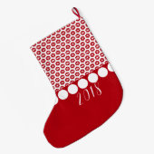 モダンなクリスマスのストッキングのレトロの雪片 ラージクリスマスストッキング (裏面 (吊り時))