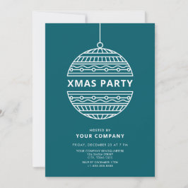 モダンなクリスマスのディスコボールが登場するXmasパーティー 招待状