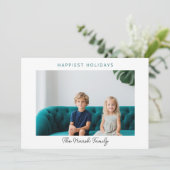 モダンなクリスマスのドット 白い縁取り Happiest シーズンカード (スタンド正面)
