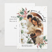 モダンなクリスマスのフォトアーチ水彩のホーリー シーズンカード (正面/裏面)