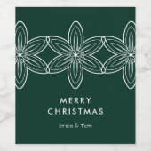 モダンなクリスマスのミニマルな花 ワインラベル (シングルラベル)