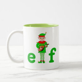 モダンなクリスマスのミュージカルエルフ ツートン コーヒーマグカップ ツートーンマグカップ