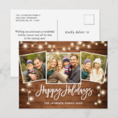 モダンなクリスマスのルスティック 3枚の写真を使ったグリーティングカード ポストカード (正面/裏面)