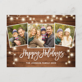 モダンなクリスマスのルスティック 3枚の写真を使ったグリーティングカード ポストカード