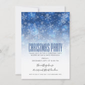 モダンなクリスマスの休日のパーティの青及び白 招待状 (正面)