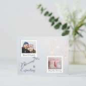 モダンなクリスマスの写真の妊娠Annoucement 案内ポストカード (スタンド正面)